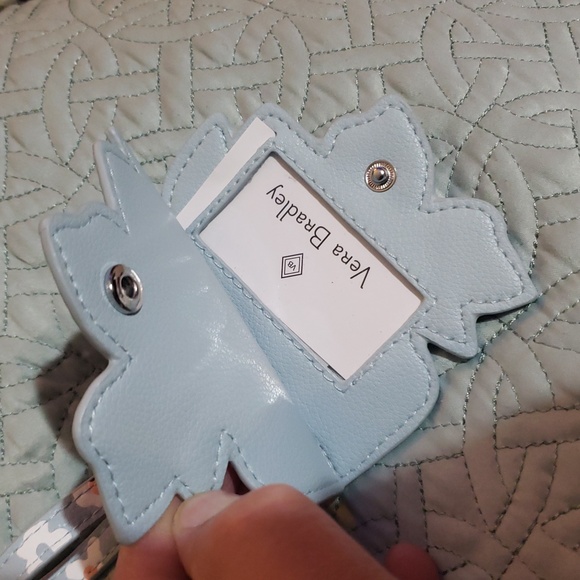 Vera Bradley Bag Charm/Luggage Tag In Floating Garden Yellow and Blue Flower - Picture 3 of 3